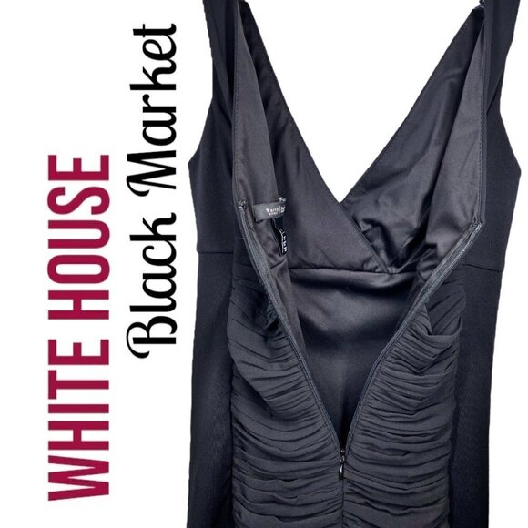 WHBM Classic LBD Sleeveless Ruched Bodycon Sheath Cocktail Dress, Size 0 - Picture 8 of 13